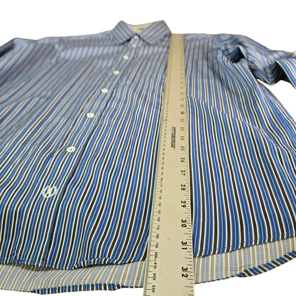 Bugatchi Classic Fit Mens XL Blue Multi-Stripe Long Sleeve Button-Up Dress Shirt - Picture 7 of 11